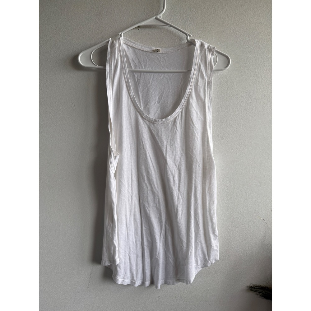 Lululemon White Muscle Tank Top Scoop Neck Relaxed Fit Size 8